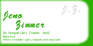 jeno zimmer business card